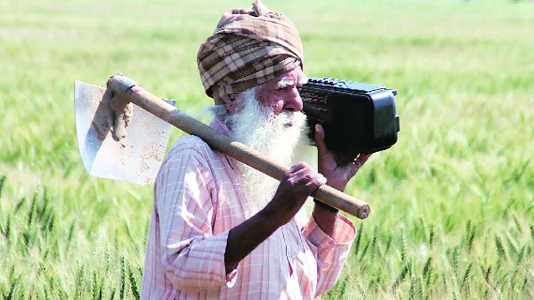 Punjabi farmer listening radio